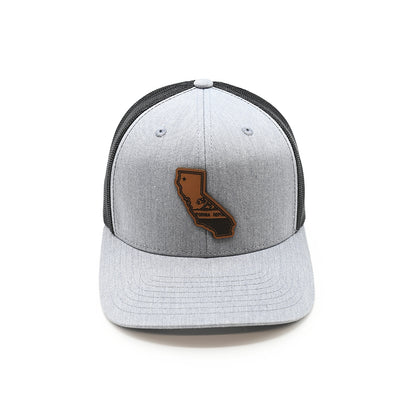 CA State Flag Leather Patch Hat Heather Black